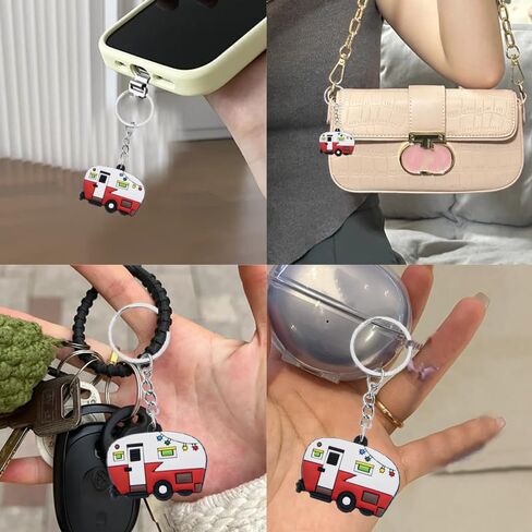 مجموعة سلسلة مفاتيح التخييم هدايا للرجال والنساء Happy RV Camper Keyring ملحقات التخييم لحقيبة المفاتيح الساحرة RV Campers التخييم مقطورة الأصدقاء الأزواج هدايا عيد الميلاد للزوجين سلاسل مفاتيح RV in Kuwait