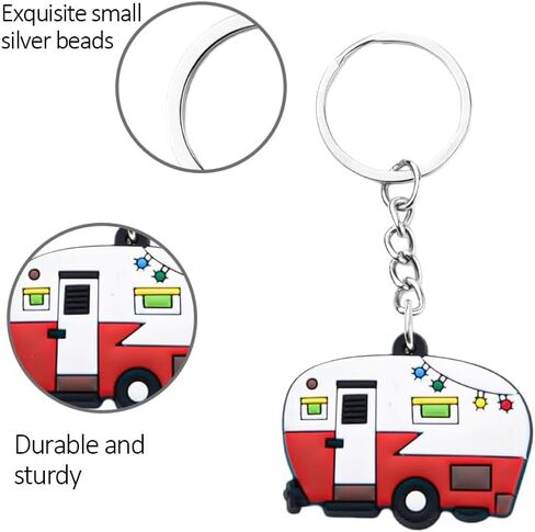 مجموعة سلسلة مفاتيح التخييم هدايا للرجال والنساء Happy RV Camper Keyring ملحقات التخييم لحقيبة المفاتيح الساحرة RV Campers التخييم مقطورة الأصدقاء الأزواج هدايا عيد الميلاد للزوجين سلاسل مفاتيح RV in Kuwait