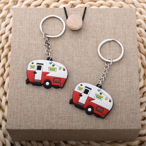 مجموعة سلسلة مفاتيح التخييم هدايا للرجال والنساء Happy RV Camper Keyring ملحقات التخييم لحقيبة المفاتيح الساحرة RV Campers التخييم مقطورة الأصدقاء الأزواج هدايا عيد الميلاد للزوجين سلاسل مفاتيح RV in Kuwait