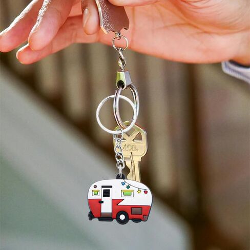 مجموعة سلسلة مفاتيح التخييم هدايا للرجال والنساء Happy RV Camper Keyring ملحقات التخييم لحقيبة المفاتيح الساحرة RV Campers التخييم مقطورة الأصدقاء الأزواج هدايا عيد الميلاد للزوجين سلاسل مفاتيح RV in Kuwait