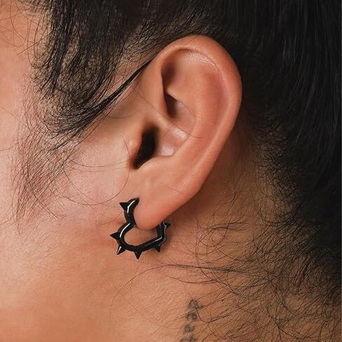 Hip-Hop Hoop Spike Heart Earrings for Women Men Gothic Punk Rock Earrings Y2k Emo Christmas Halloween Jewelry Gifts in Saudi Arabia