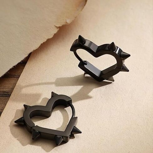 Hip-Hop Hoop Spike Heart Earrings for Women Men Gothic Punk Rock Earrings Y2k Emo Christmas Halloween Jewelry Gifts in Saudi Arabia