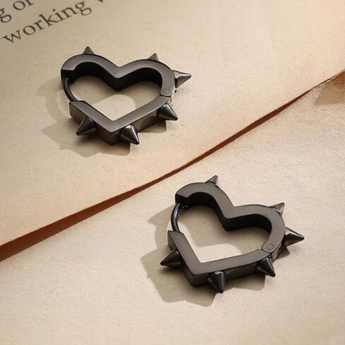Hip-Hop Hoop Spike Heart Earrings for Women Men Gothic Punk Rock Earrings Y2k Emo Christmas Halloween Jewelry Gifts in Saudi Arabia