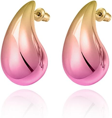 14K Gold Plated Teardrop Chunky Hoop Earrings for Women Waterdrop Gold Earrings Lightweight Teardrop Gold Big Earrings Geometric High Polished Statement Hoop Earrings Fashion Jewelry Gift in Saudi Arabia