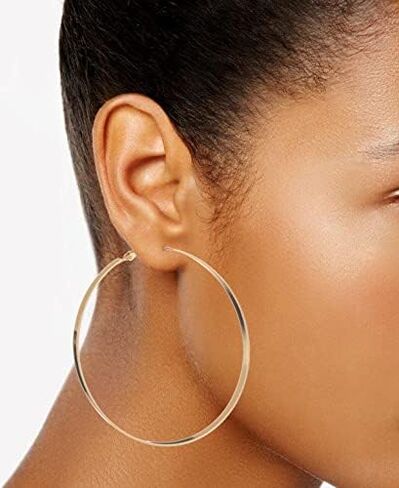 GUESS Goldtone Extra Large Steel Smooth Hoop Earrings in Saudi Arabia