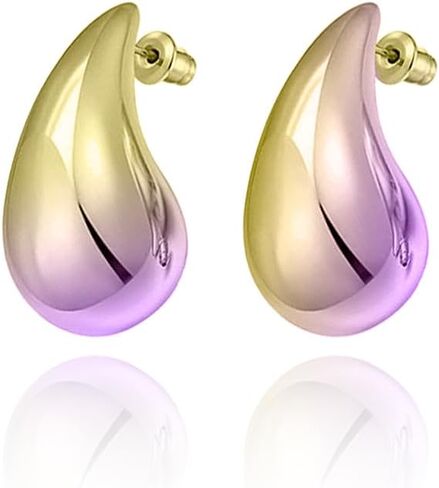 14K Gold Plated Teardrop Chunky Hoop Earrings for Women Waterdrop Gold Earrings Lightweight Teardrop Gold Big Earrings Geometric High Polished Statement Hoop Earrings Fashion Jewelry Gift in Saudi Arabia
