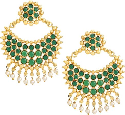 Aheli Traditional Faux Stone Studded Nekclace Earrings Set Bollywood Wedding Ethinc Party Fashion Jewelry Gift for Women in Saudi Arabia