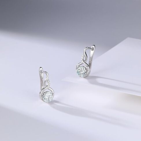 أقراط مويسانيتي دائرية، حلق ألماس مويسانيتي 1 قيراط، إنفينيتي لوف 925 من الفضة الإسترلينية مع أقراط مطلية بالذهب الأبيض عيار 18 قيراط، لا تسبب الحساسية، معبأة في صندوق مجوهرات، هدايا مجوهرات للنساء in Kuwait