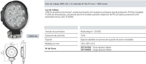 HELLA 357101002 ValueFit 5 Round 1.0 LED مصباح عمل قريب المدى، أسود in Saudi Arabia