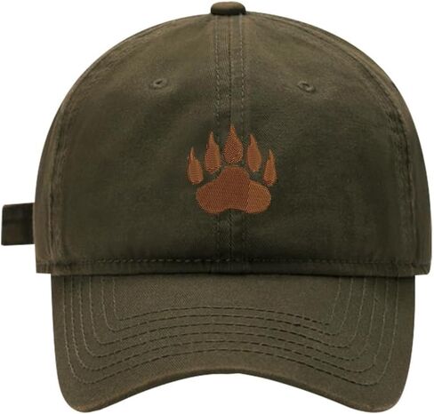 Mens Baseball Caps Bear Paw Embroidered Washed Cotton Adjustable Dad Hat in Kuwait