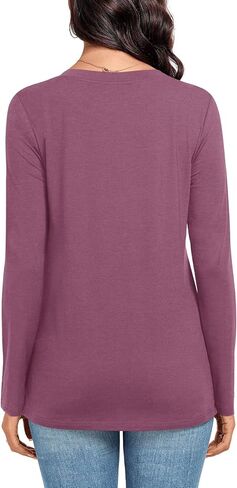 BISHUIGE Womens Long Sleeve Crew Neck Tops Henley Buttons Down Shirts Casual Loose Fit Tunics in Kuwait