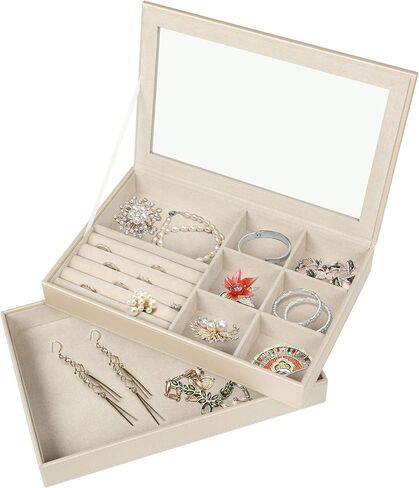 Hives & Honey Jaclyn Stackable Jewelry Tray Jewelry Organizer, White in Saudi Arabia