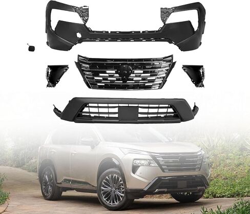 طقم شواية غطاء المصد الأمامي Rogue متوافق مع 2024 2025 Ni-ssan Rogue S، SL، SV، Platinum 1.5L مع شبكة علوية، مع فتحة خطاف سحب، بدون فتحات مستشعر، مجموعة مصد كاملة in Saudi Arabia
