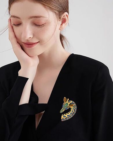 Colored Enamel Giraffe Animal Brooch Pin for Women Men Gold Plated Fashion Rhinestone Dress Hat Costume Accessories Creative Birthday Holiday Decor Jewelry for Pet Lover in Saudi Arabia