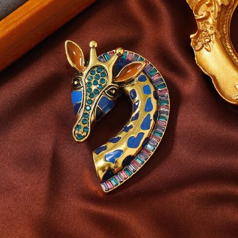 Colored Enamel Giraffe Animal Brooch Pin for Women Men Gold Plated Fashion Rhinestone Dress Hat Costume Accessories Creative Birthday Holiday Decor Jewelry for Pet Lover in Saudi Arabia