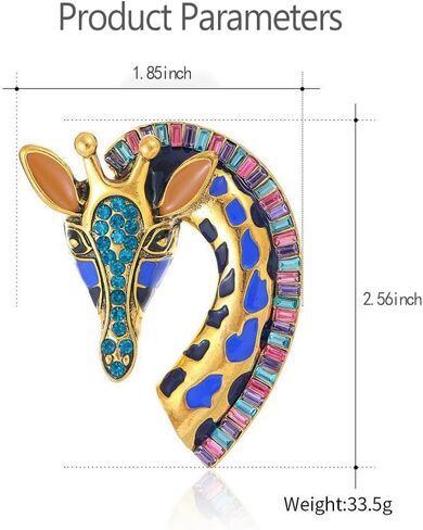 Colored Enamel Giraffe Animal Brooch Pin for Women Men Gold Plated Fashion Rhinestone Dress Hat Costume Accessories Creative Birthday Holiday Decor Jewelry for Pet Lover in Saudi Arabia