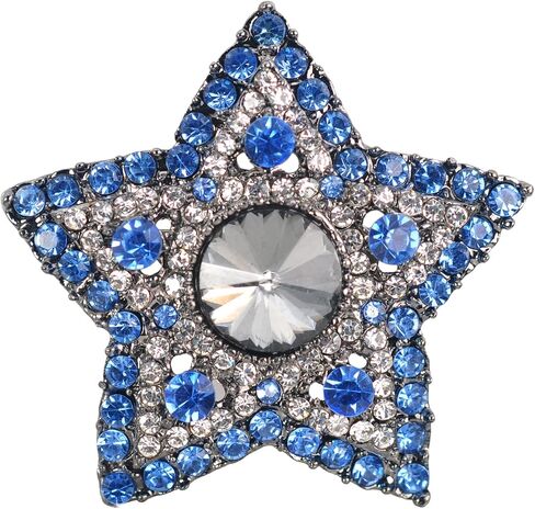 Gyn&Joy Gunmetal Tone Blue Grey Colored Crystal Rhinestones Twinkle Star Brooch Pin in Saudi Arabia