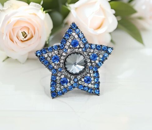 Gyn&Joy Gunmetal Tone Blue Grey Colored Crystal Rhinestones Twinkle Star Brooch Pin in Saudi Arabia