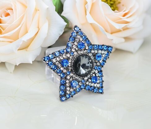 Gyn&Joy Gunmetal Tone Blue Grey Colored Crystal Rhinestones Twinkle Star Brooch Pin in Saudi Arabia