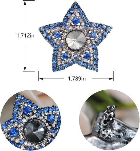 Gyn&Joy Gunmetal Tone Blue Grey Colored Crystal Rhinestones Twinkle Star Brooch Pin in Saudi Arabia