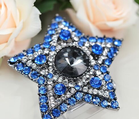 Gyn&Joy Gunmetal Tone Blue Grey Colored Crystal Rhinestones Twinkle Star Brooch Pin in Saudi Arabia