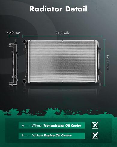 SCITOO Engine Coolant Radiator Assembly Replacement 2006-2009 for A3 Quattro 3.2L 2013-2017 for VW CC 3.6L 2007-2008 for VW Eos 3.2L 2010-2014 for VW Golf 2.5L 2009-2014 for VW Jetta 2.5L Fit 2964 in Saudi Arabia