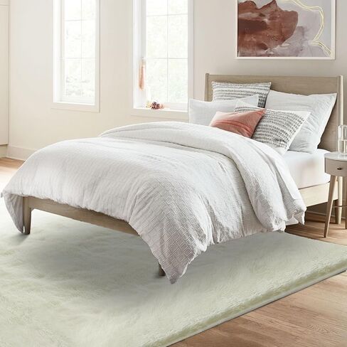 سجاد منطقة ناعمة رقيق لغرفة النوم، سجاد منطقة حديثة داخلية 4X6 سجاد غرفة المعيشة رقيق لغرفة نوم الأطفال ديكور المنزل سجادة الحضانة، سجادة ناعمة ذات كومة عالية، مضادة للانزلاق، مصبوغة باللون الرمادي الفاتح in Kuwait