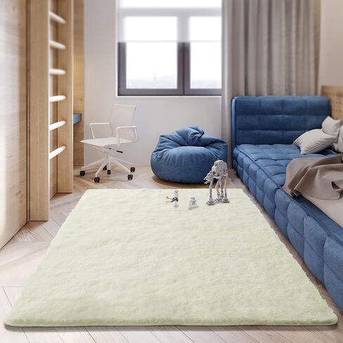 سجاد منطقة ناعمة رقيق لغرفة النوم، سجاد منطقة حديثة داخلية 4X6 سجاد غرفة المعيشة رقيق لغرفة نوم الأطفال ديكور المنزل سجادة الحضانة، سجادة ناعمة ذات كومة عالية، مضادة للانزلاق، مصبوغة باللون الرمادي الفاتح in Kuwait