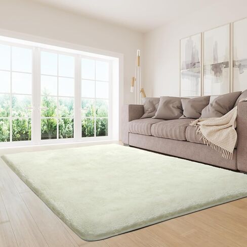 سجاد منطقة ناعمة رقيق لغرفة النوم، سجاد منطقة حديثة داخلية 4X6 سجاد غرفة المعيشة رقيق لغرفة نوم الأطفال ديكور المنزل سجادة الحضانة، سجادة ناعمة ذات كومة عالية، مضادة للانزلاق، مصبوغة باللون الرمادي الفاتح in Kuwait