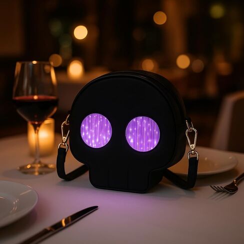 Light up purse Fiber Optic Glowing LED Bag Color Changing LED Skull Crossbody Bag for Parties, Festivals & Night Out in Saudi Arabia