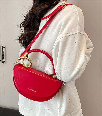 السرج حمل حقيبة حقيبة يد صغيرة للنساء نباتي سرج جلدي محفظة رفرف قفل حقيبة كتف Crossbody مخلب حقيبة صغيرة 2025 in Kuwait