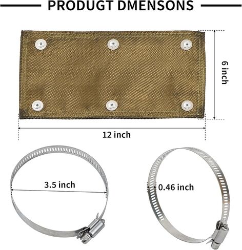Pipe Heat Shield Exhaust Pipe Heat Shield 6" x 12", Titanium withstands Temperatures up to 1350°F with 3 Stainless Steel Clamps and A Pair of Gloves in Saudi Arabia