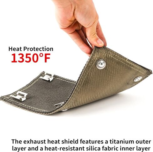 Pipe Heat Shield Exhaust Pipe Heat Shield 6" x 12", Titanium withstands Temperatures up to 1350°F with 3 Stainless Steel Clamps and A Pair of Gloves in Saudi Arabia