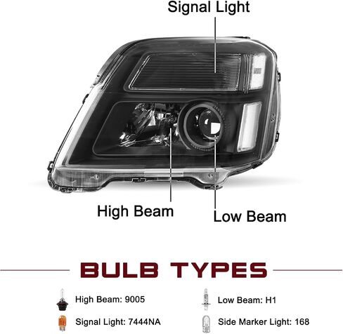JSBOYAT Halogen Headlight Assembly Fits for 2010-2015 GMC Terrain SUV SL/SLT/SLE Projector Factory OE Style Headlamp Pair Set Bulbs Included NOT FIT DENALI TYPE in Saudi Arabia