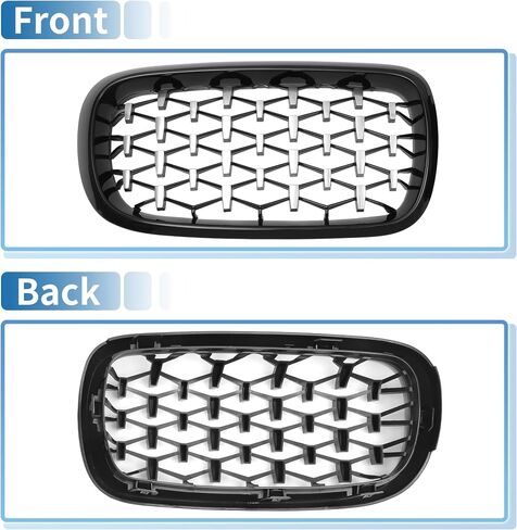 X AUTOHAUX Front Upper Hood Bumper Grille Grill for BMW X5 F15 2014-2016 Front Upper Bumper Kidney Grille Grill Diamond Star Black Silver Tone 1 Pair in Saudi Arabia