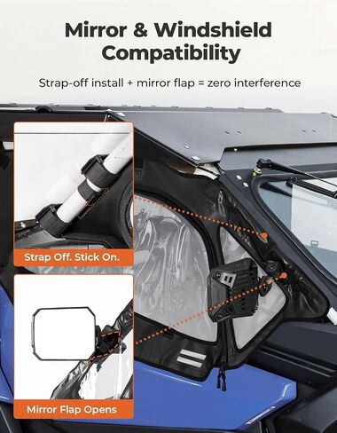 KEMIMOTO Upgraded X3 Upper Door Side Window, Quality Zipper Keep Warm and Dry Waterproof Windproof, Work with Side Mirror Windshield Roof, Compatible with 2017-2025 Can-Am Maverick X3 2-Seater Model in Saudi Arabia