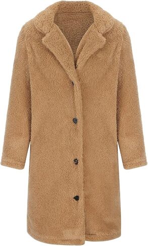 Sherpa Jacket Women Button Down Faux Fur Shearling Coats Oversized Fleece Warm Outerwear Collared Teddy Bear Coat in Saudi Arabia
