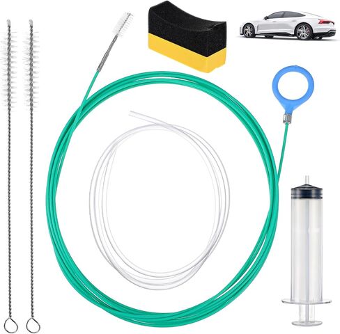 6pcs Sunroof Drain Cleaning Tool,120 Inch Extra Long Pipe Cleaners Drain Brush Pipe Cleanings with Straight Brush,Syringe Hose,Sponge Sun Roof Drains Cleaning Tool for Auto Car Sunroof Wiper in Saudi Arabia