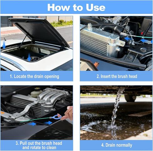6pcs Sunroof Drain Cleaning Tool,120 Inch Extra Long Pipe Cleaners Drain Brush Pipe Cleanings with Straight Brush,Syringe Hose,Sponge Sun Roof Drains Cleaning Tool for Auto Car Sunroof Wiper in Saudi Arabia