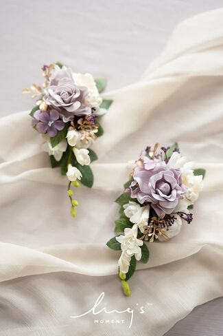 Ling's Moment 2pcs Wedding Shoulder Corsage Artificial Flowers, Girl/Mother Homecoming/Prom Corsages Wristlet Décor, etc. White Pearl in Saudi Arabia