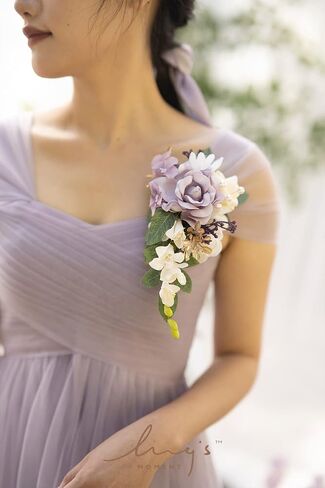 Ling's Moment 2pcs Wedding Shoulder Corsage Artificial Flowers, Girl/Mother Homecoming/Prom Corsages Wristlet Décor, etc. White Pearl in Saudi Arabia