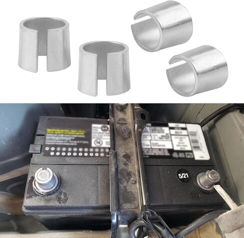 1 Pair Battery Post Shims, Negative & Positive Battery Terminal Shim Converters, Pure Lead Anode Cathode Sleeve for Most Vehicles, Universal Car Accessories in Saudi Arabia