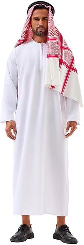 Men's Arab Costume Middle East Muslim Robe Adult Dubai Halloween Costume with Decoration Set in Saudi Arabia