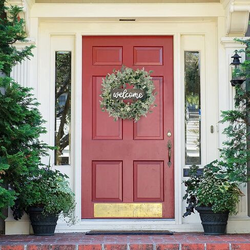 Sggvecsy Fall Wreath 20’’ Autumn Front Door Wreath Harvest Wreath with White Pumpkins Berries Maple Leaves Pine Cones Grain for Outside Indoor Home Wall Festival Thanksgiving Autumn Farmhouse Decor in Kuwait