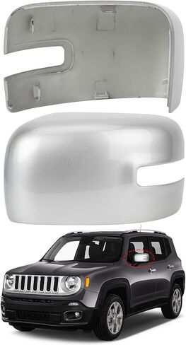 Driver Side Mirror Cover Replacement for Jeep Renegade 2015 2016 2017 2018 2019 - Left Side Mirror Covers, Rear View Mirror Cap Accessories With Lamp, Silver in Saudi Arabia