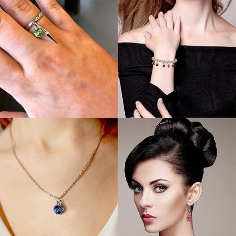 BetterJonny 120 Pieces Crystal Birthstone Charms Beads, 12 Colors Round Crystal Charm with Rings Handmade Jewelry Pendants for Jewelry Necklace Bracelet Earring Making in Kuwait