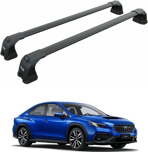قضبان متقاطعة لحامل السقف لسيارة Subaru WRX&WRX STI Sedan (VA 2015–21، VB 2022–Up) تناسب نقاط التثبيت، سعة 330 رطل، قضبان ألومنيوم مع فتحة T، قابلة للقفل (أسود، WRX Sedan 2nd Gen VB، 2022–Up) in Kuwait