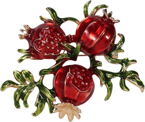 Selling Creative Personality Enamel Drop Oil Red Pomegranate Brooch Natural Harmony Women's Corsage Pin Silk Scarf Buckle Shining Holiday Gift in Saudi Arabia