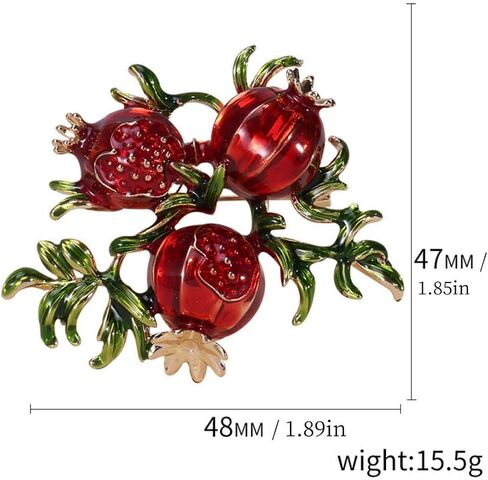 Selling Creative Personality Enamel Drop Oil Red Pomegranate Brooch Natural Harmony Women's Corsage Pin Silk Scarf Buckle Shining Holiday Gift in Saudi Arabia