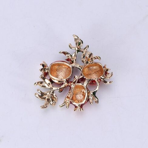 Selling Creative Personality Enamel Drop Oil Red Pomegranate Brooch Natural Harmony Women's Corsage Pin Silk Scarf Buckle Shining Holiday Gift in Saudi Arabia